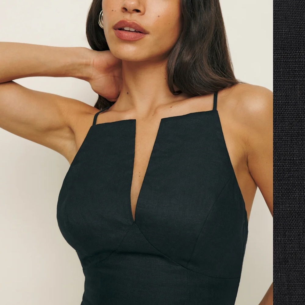 Reformation Black Square-Neck Spaghetti Strap Camisole